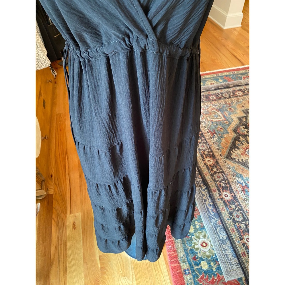 Max Studio London Black Tiered Surplice V-Neck Midi Dress Size M - Picture 4 of 14